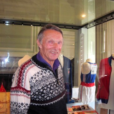Roy Cromack near his display case at the 'Our Sporting Heroes' exhibition, Cusworth Hall, 2012